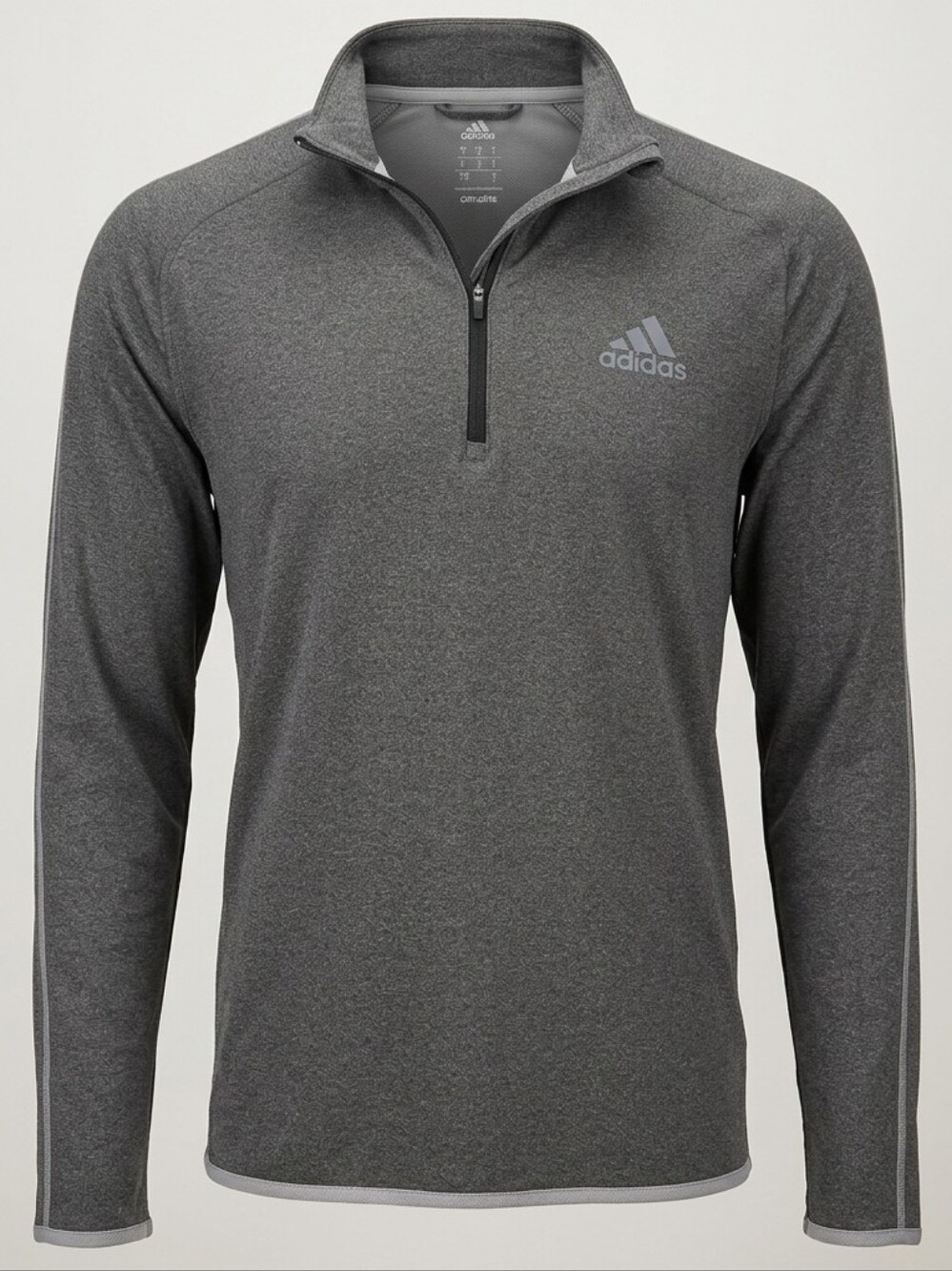 Adidas Climalite Men's Small Grey Heathered 1/4 Zip Long Sleeve Running Pullover